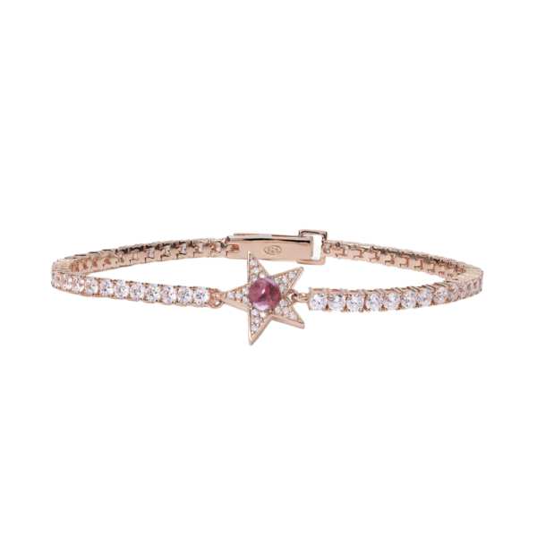 Bracciale Tennis Stella Rosato Con Tormalina Sintetica Starlet