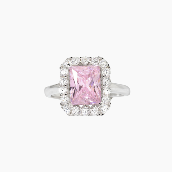 Anello In Argento Con Zircone Rosa Desiderio Infinito