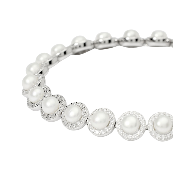 Bracciale Tennis In Argento Con Perle E Zirconi Milanesienne-2